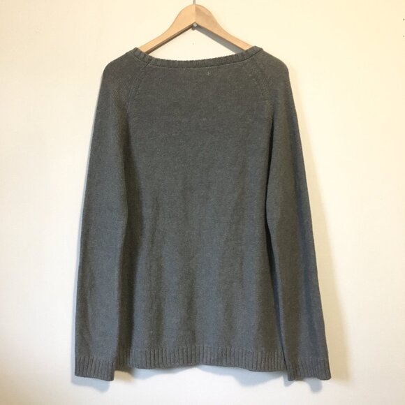 ALFRED SUNG Natural Wool Cotton Rayon Blend Grey Cable Knit Sweater - Picture 2 of 16